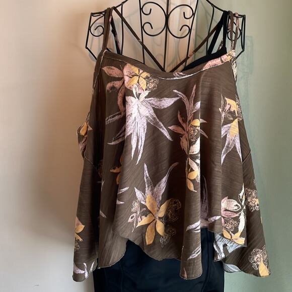 Free People Floral Camisole in Olive and Yellow - Picture 1 of 9